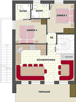 chalet for 12 - 14 persons, ski hut with apartments and sauna in Hochkrimml at Zillertal - winter holiday, skiing at Zillertal Area - upper floor - Typ A