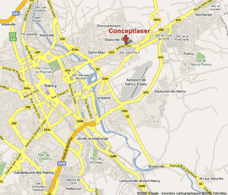 Plan de situation Conceptlaser dans le Grand Nancy