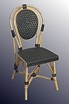 Rattanstuhl schwarzer Sitz und R&uuml;cklehne
