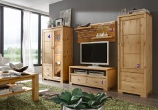 <b>Guldborg Wohnwand</b><br><p>Hier haben wir eine offene Wohnwand der Serie Guldborg&nbsp;welche jedem Anspruch gerecht wird, ein super Design.<br />
&nbsp;</p>
<p><span style="color: #ff9900"><strong>( 1 ) Plasma TV Unterteil<br />
</strong></span>Die Ma&szlig;e B 120 cm x T 43cm x H 51 cm<br />
<strong>Art.Nr. :&nbsp;TV 111 - 20<br />
</strong></p>
<p><span style="color: #ff9900"><strong>( 2 ) Vitrine klein</strong></span><strong> <br />
</strong>Die Ma&szlig;e B 59 cm x T 43 cm x H 166 cm<br />
<strong>Art.Nr. : SK 400 - 20<br />
</strong></p>
<p><span style="color: #ff9900"><strong>( 3 ) CD Wandpanel<br />
</strong></span>Die Ma&szlig;e B 120 cm x T 19 cm x H 51 cm<br />
<strong>Art.Nr. :&nbsp;PL 142 - 20</strong><br />
&nbsp;</p>
<p><span style="color: #ff9900"><strong>( 4 ) Highboard Vitrine</strong></span> <br />
Die Ma&szlig;e B 100 cm&nbsp;x T 43&nbsp;cm&nbsp;x H 166 cm<br />
<strong>Art.Nr. : SK 243</strong><br />
&nbsp;</p>
<p><strong>Weitere info und Preise </strong><a href="/52"><span style="color: #ff9900"><strong>hier!</strong></span></a></p>