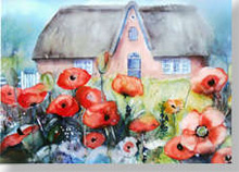 Vertr�umtes Reethaus - Aquarell von Elke Ohl