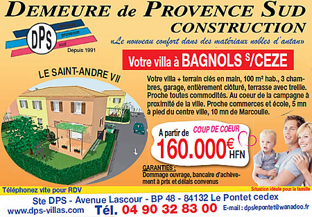 Votre villa � Bagnols sur C�ze