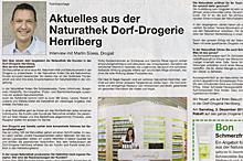 Seit &uuml;ber einem Jahr begeistert die Naturathek die Kunden in der Dorf-Drogerie Herrliberg.