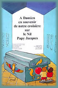 Au Pays des Pyramides - Page d&eacute;dicace (exemple) - Livre personnalis&eacute; PEGASTAR