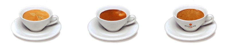 Verschiedene Espressos und Espresso von Manuel Caff&eacute;