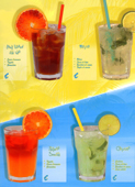 Cocktail Karte f&uuml;r Long Island, Margarita. Margarita Erdbeer, Swimming Pool, Pina Colada, Tequila Sunrise, Sex on the Beach, Mojito, Mai Tai, Gend Slam, Coconut Kiss, Big Apple, Boris Sports Man,