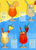 Cocktail Karten f&uuml;r Long Island, Margarita. Margarita Erdbeer, Swimming Pool, Pina Colada, Tequila Sunrise, Sex on the Beach, Mojito, Mai Tai, Gend Slam, Coconut Kiss, Big Apple, Boris Sports Man,