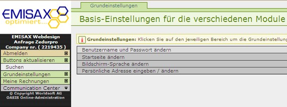 OASIS Grundeinstellungen ändern