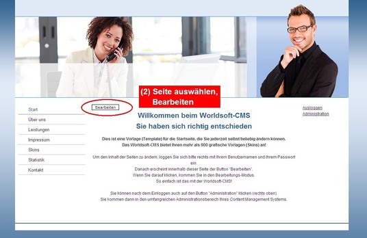 Worldsoft-CMS Seite bearbeiten