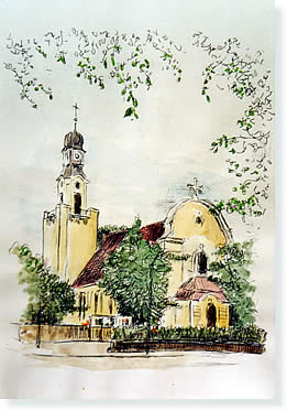 Zeichnung der Christuskirche erstellt von Werner D�mling (Pfarrer i.R.)