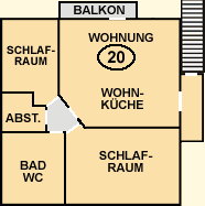 Grundriss der Ferienwohnung 20 auf dem Ferienhof, Bauernhofurlaub in Bayern