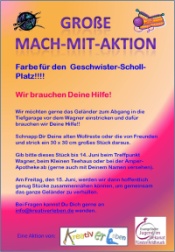 Große Mitmach Strickaktion auf dem Geschwister Scholl Platz