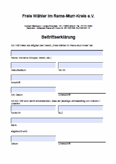 Bild Beitrittserkl�rung Freie W�hler Rems-Murr-Kreis