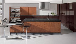 Italienische Designerk&uuml;che mit K&uuml;chenoberfl&auml;che aus Echtholz: Palisander natur matt (Aster Cucine Contempora)