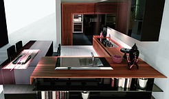Italienische Designerk&uuml;che mit K&uuml;chenoberfl&auml;che aus Echtholz: Tineo natur (Aster Cucine Contempora)