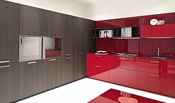 Italienische Designerk&uuml;che mit K&uuml;chenoberfl&auml;che aus Echtholz: Nussbaum natur (Aster Cucine Neuheit 2012)