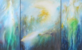 01 Wächter am Weg, Acryl auf Leinwand, dreiteilg, 120 x 200 cm 01 Wächter am Weg, Acryl auf Leinwand, dreiteilg, 120 x 200 cm