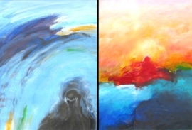 33 Grenze zwischen Missachtung und Achtung, zweiteilig, Acryl auf Papier, je 40 x 30 cm 33 Grenze zwischen Missachtung und Achtung, zweiteilig, Acryl auf Papier, je 40 x 30 cm