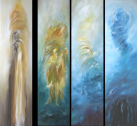 06 Mythen vom Meer, Acryl auf Leinwand, vierteilig, je 120 x 30 cm 06 Mythen vom Meer, Acryl auf Leinwand, vierteilig, je 120 x 30 cm