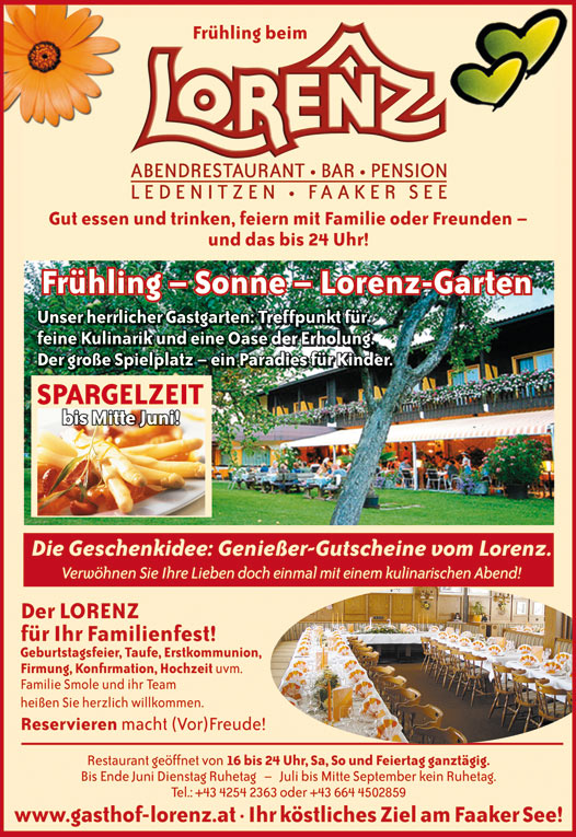 Fr&uuml;hling - Sonne - Genie&szlig;en im Lorenz-Garten