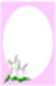 Passepartout lila mit 2 wei�en H�schen in der linken unteren Ecke 