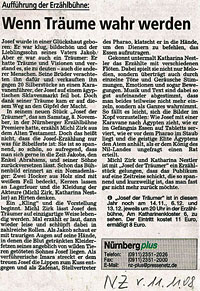 Wenn Tr&auml;ume wahr werden - Auff&uuml;hrung der Erz&auml;hlb&uuml;hne N&uuml;rnberg mit Michl Zirk, Professioneller Geschichtenerz&auml;hler - Kritik zur Premiere am 08.11.08