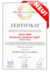Der Goldene Apfel ist gepr&uuml;fter Hessen a`la carte-Betrieb