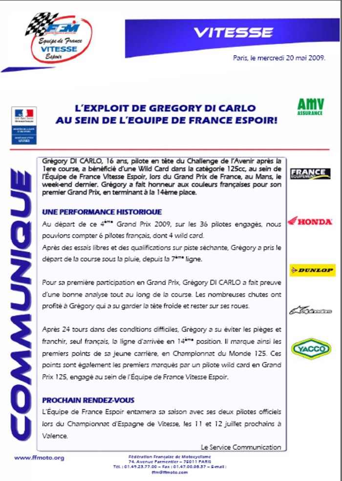 communique de presse gp france 2009