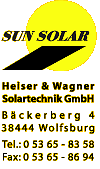 Sun Solar / Heiser & Wagner Solartechnik GmbH - Logo und Adresse