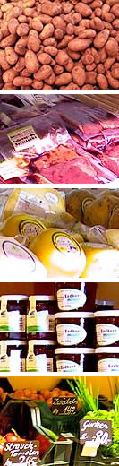 Gallowayfleisch, Wurst und Schinken, Molkereiprodukte, Kartoffeln