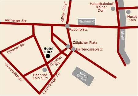 Lageplan des Hotel Elite Köln: Meister-Gerhard-Straße 26 / 50674 Köln Lageplan des Hotel Elite Köln: Meister-Gerhard-Straße 26 / 50674 Köln