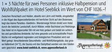1 x 3 N&auml;chte f&uuml;r zwei Personen inklusive Halbpension und Wohlf&uuml;hlpaket im Hotel Seeblick im Wert von CHF 1026.-!