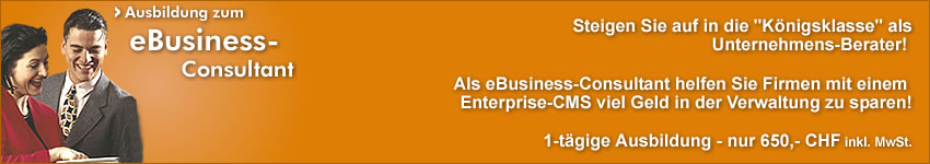 Ausbildung zum eBusiness-Consultant
mit eingetragenem und gesch�tzten
Worldsoft Zertifikat