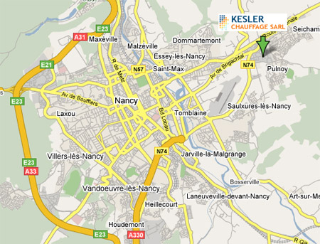 Carte plan d'acc�s Kesler Chauffage Pulnoy