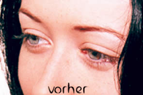 Noch keine Wimpernwelle, vor der Behandlung durch unser Kosmetikerin.