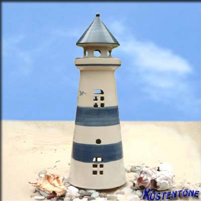 Leuchtturm mit Kerze - Lampen und Leuchter - T&ouml;pferei K&uuml;stent&ouml;ne