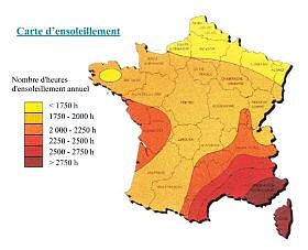 nombre d'heures d'ensoleillement moyen par an