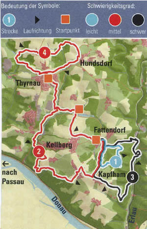 Nordic Walking Route im Bayerischen Wald - Fitnesspark in Kellberg / Thyrnau rund um das Hotel Lindenhof bei Passau in Bayern, Bayerischer Wald