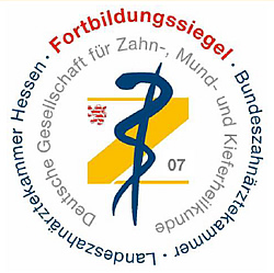 Fortbildungssiegel - Bundeszahn&auml;rztekammer - Landeszahn&auml;rztekammer Hessen - Deutsche Gesellschaft f&uuml;r Zahn-, Mund- und Kieferheilkunde
