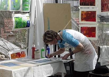 Blick in das Malatelier von Elke H&ouml;yla-Vogt in Maisprach / BL