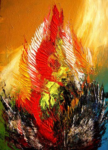 Feuer in Landschaft II - 50 x 70 cm - Acryl