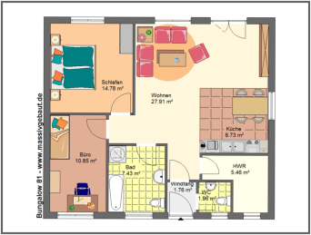 Grundriss - Bungalow 81 - offener Bereich