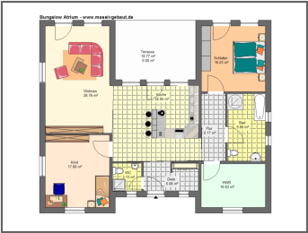 Grundriss Bungalow Atrium - ein Juwel direkt von soliden Bauunternehmen gebaut