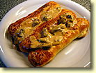 Feuillet&eacute;s mit der Morchel-Cognac-Rahmsauce napieren