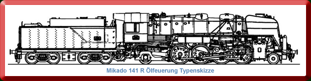 Dampflokomotive - Mikado 141 R �lfeuerung Typenskizze
