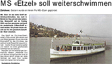 MS Etzel soll weiterschwimmen