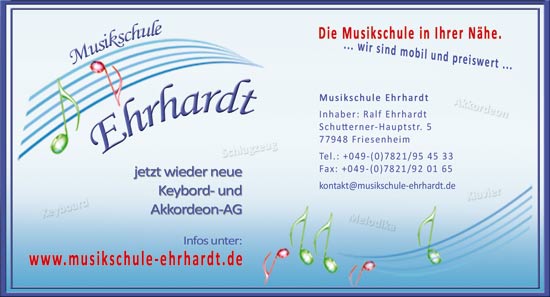 jetzt wieder neue Keyboard- und Akkordeon-AG, Musikschule Ehrhardt