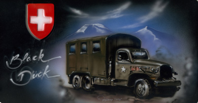 Airbrush ab Fotovorlage von Ihrem Fahrzeug auf ein Milit&auml;rschild