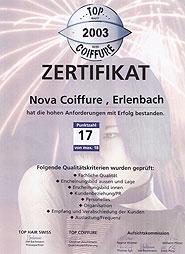 NOVAcoiffure Erlenbach - Top Coiffeur Quality Tested 2003 (pdf 1.2MB)