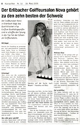 NOVAcoiffure Erlenbach - Der Erlibacher Coiffeursalon Nova gehört zu den zehn besten der Schweiz - Küsnachter Nr. 11 - 16. März 2006